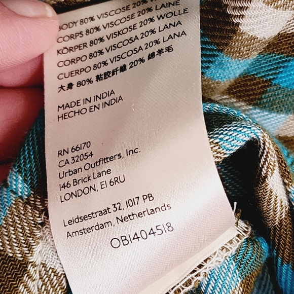 Anthropologie Pilcro Breezy Olive Turquoise  Checkered Flannel Button Down Small - Picture 12 of 12